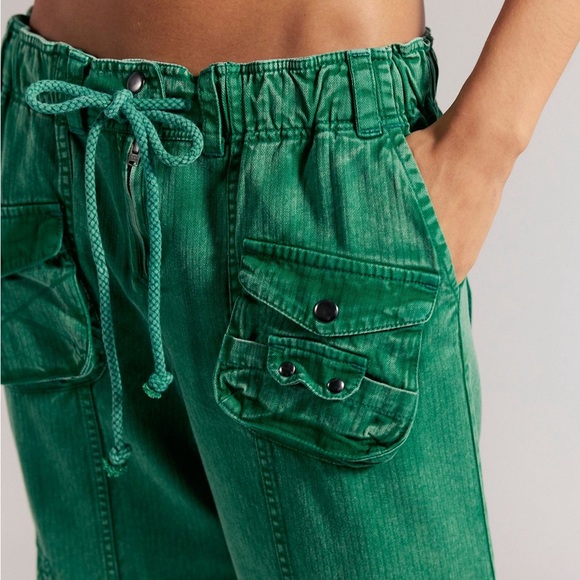 Free People We the Free Tahiti Green Cargo Utility Pants Size Small - Picture 3 of 6